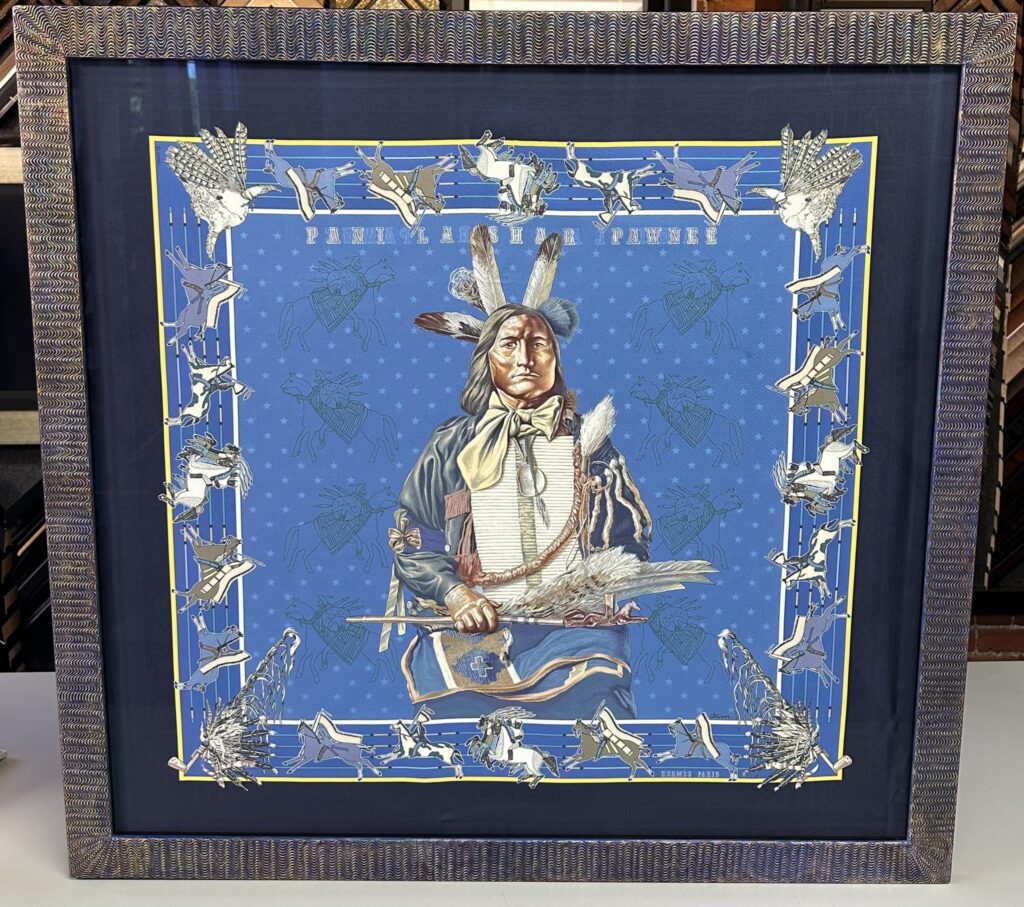 Custom framing for Native American artwork featuring a handcrafted designer frame