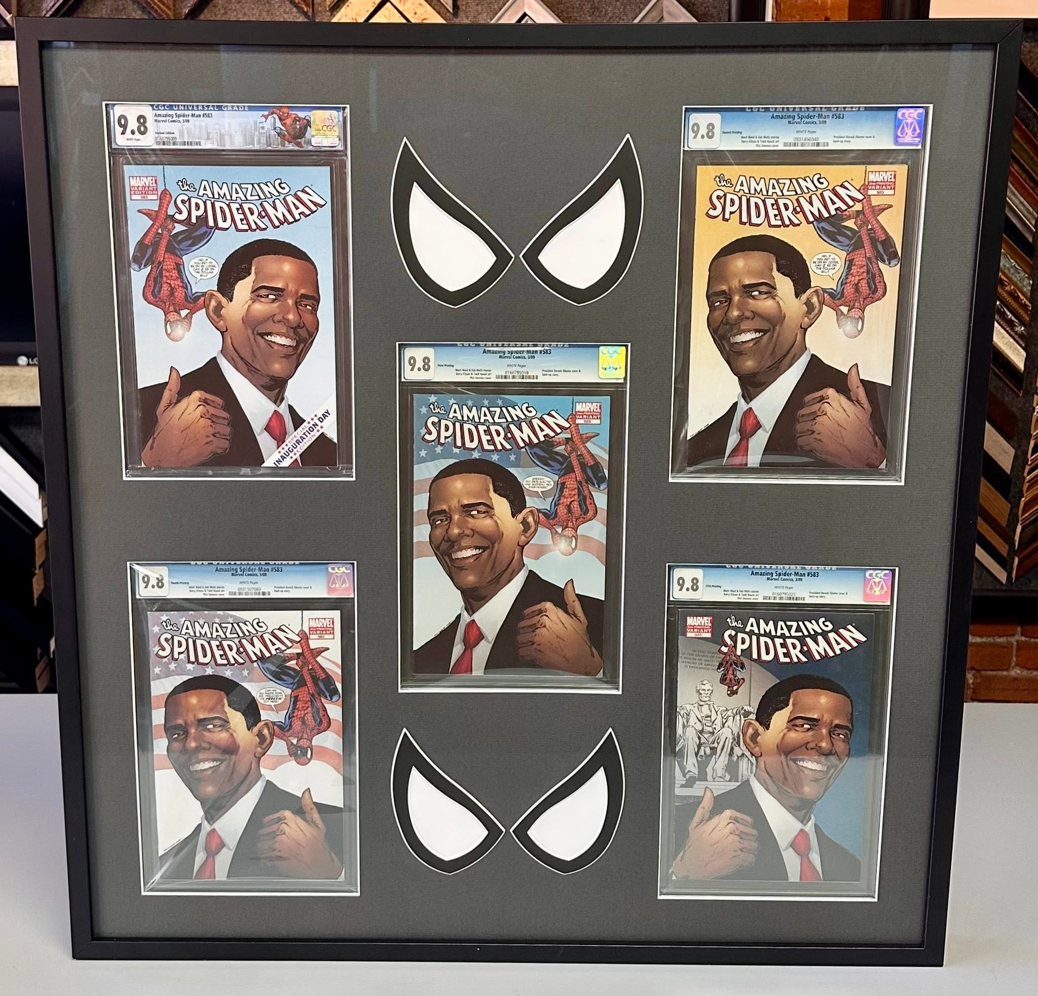 Custom framing for graded comic books with decorative mat design